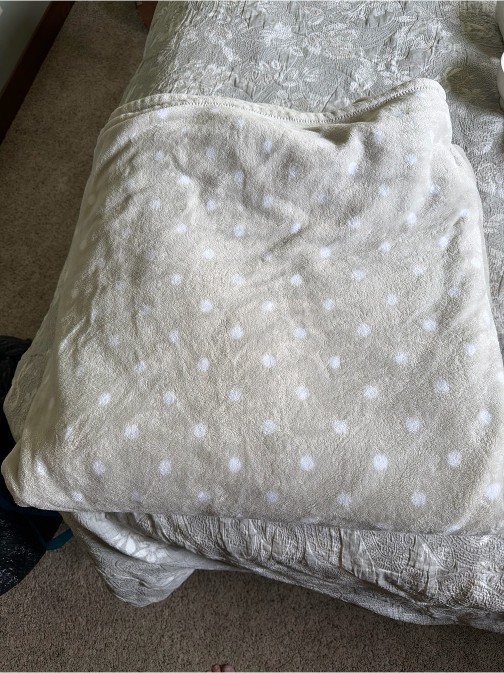 kate spade Cream Polka Dot Plush blanket